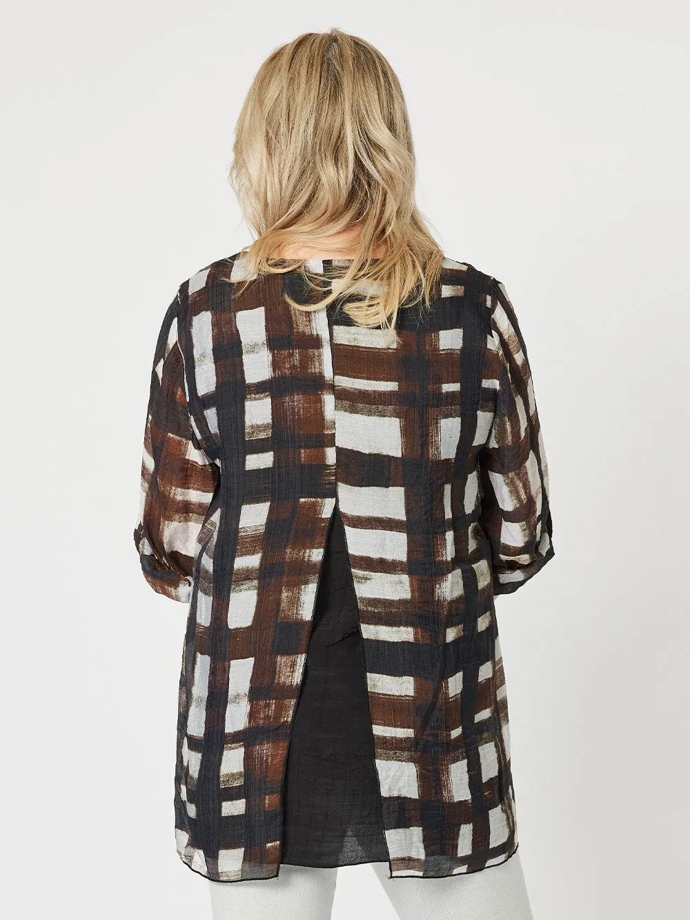 Zena Check Tunic - Chocolate