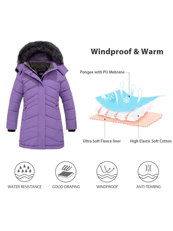 ZSHOW Girls' Winter Coat Water Resistant Long Parka